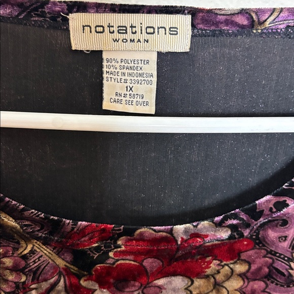 Velvet Burnout Blouse Top Purple Floral Whimsigoth Fairy Boho Notations 1X - Picture 2 of 3